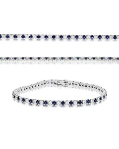 4-Carat White Diamond and Sapphire Tennis Bracelet
