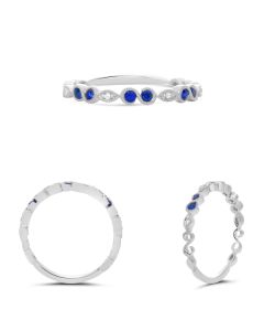 Milgrain Sapphire & Diamond Band