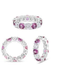 Pink Sapphire and Diamond Eternity Ring 
